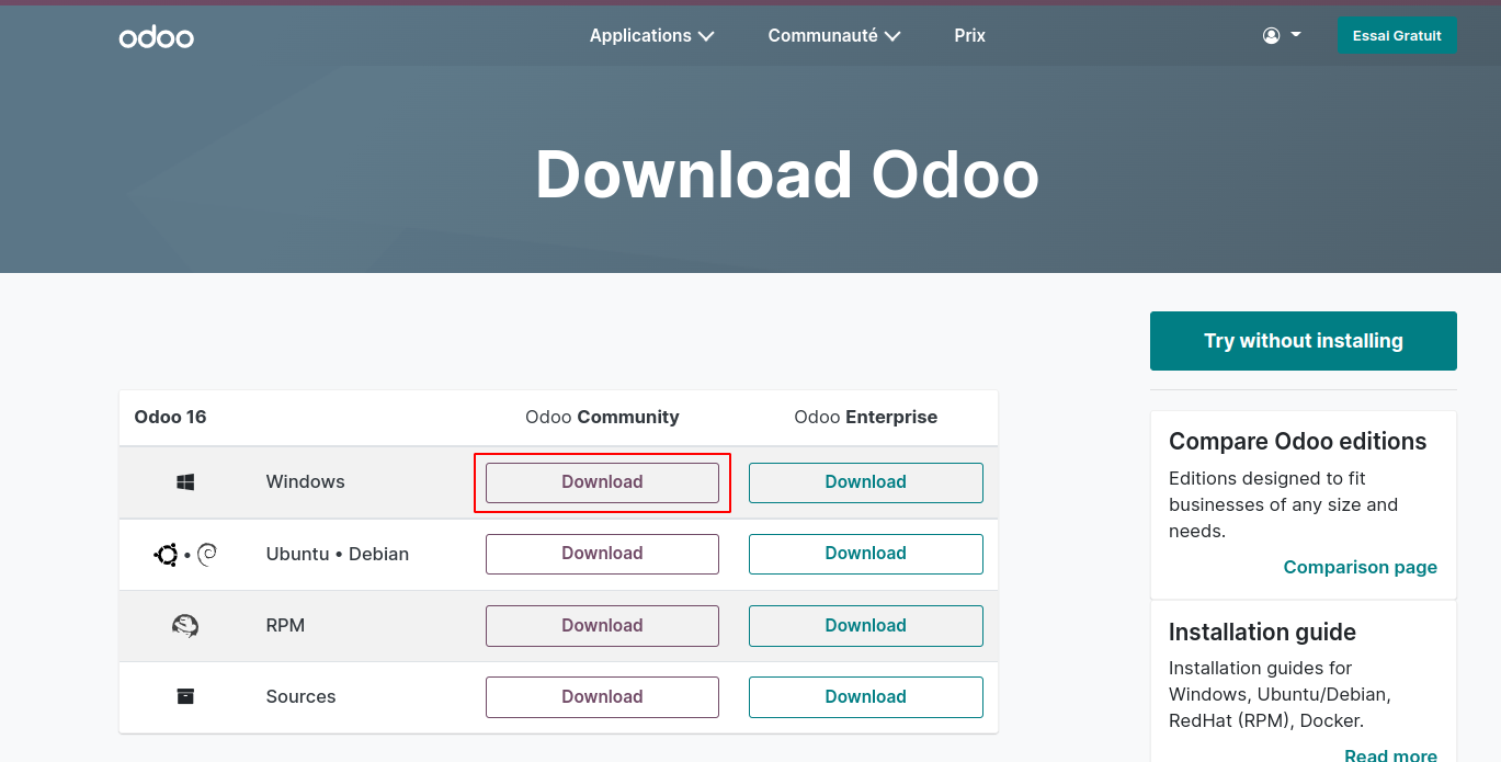 Where to download Odoo