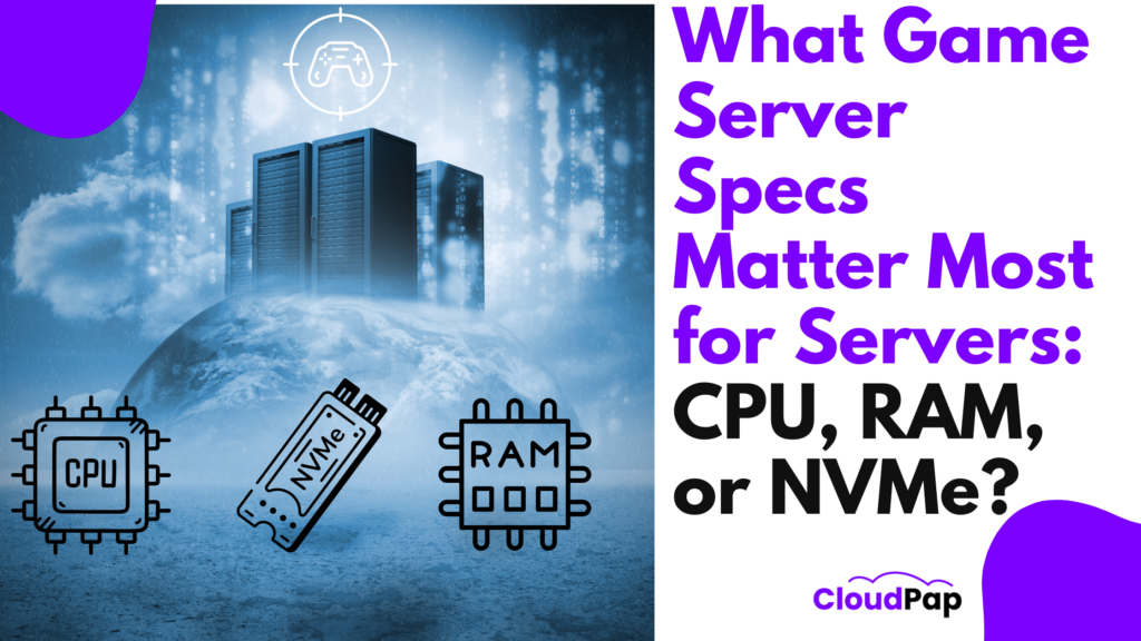 A blog banner on What Game Server Specs Matter Most for Servers CPU, RAM, or NVMe