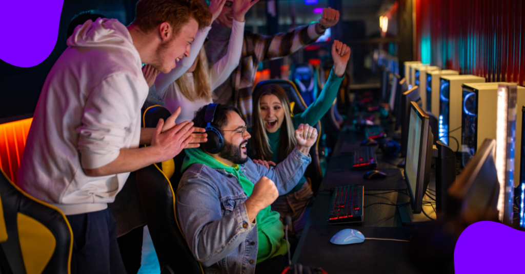 Online game players cheering