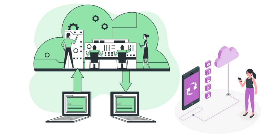 How to Deploy a Website on a Cloud Server Step by Step 3 An image of cartoon image illustrating website file upload to cloud server