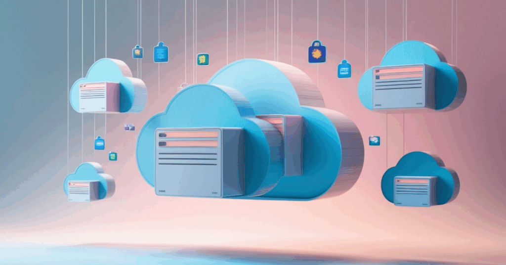 containers in Cloud Computing Technology Illustration
