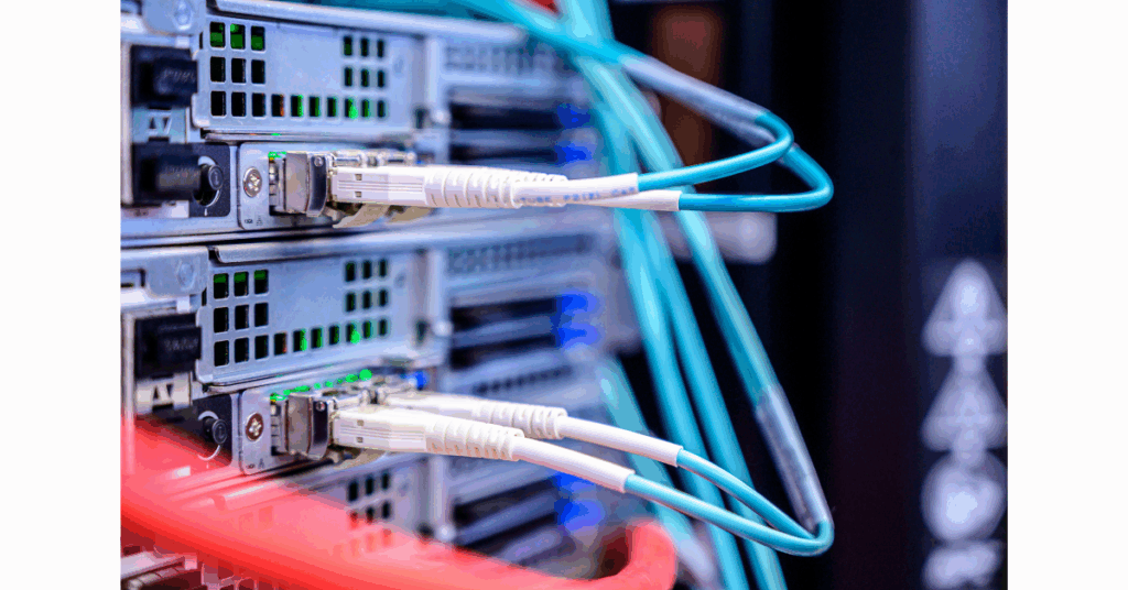 Close Up Photo of Cables Plugged into the Server