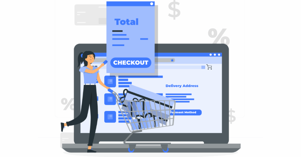 Ecommerce checkout on a laptop