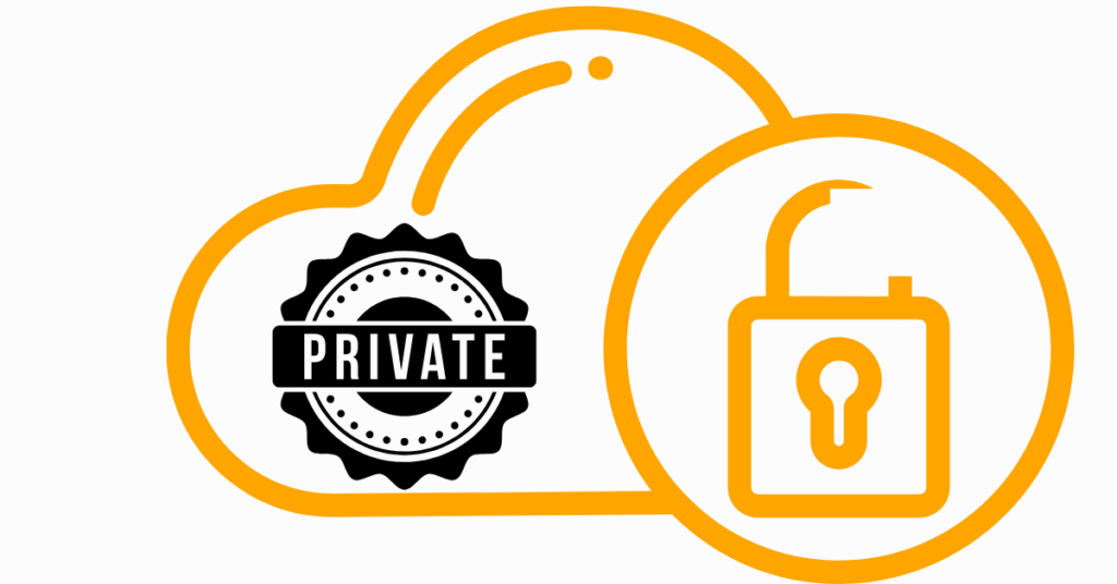 Virtual Private Cloud Outline Icon With a Private Confidentiality Seal
