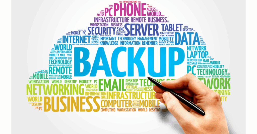 website and app data backup concept