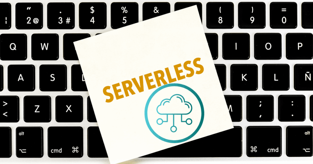 Concept of Serverless computing technology with keyboard on the background