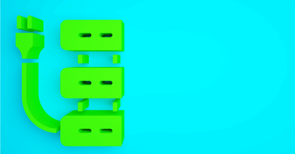 Green Server Icon Isolated on Blue Background. Adjusting App, Service Concept, Setting Options, Maintenance, Repair, Fixing. Hypervisors Concept. 3D Illustration 3D Render